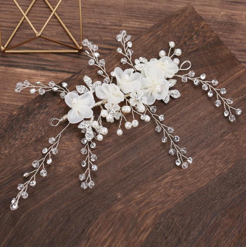 

Wedding Ivory Flower Crystal Pearls Hair Combs Bridal Accessories Jewelry Handmade Women Head Ornaments Headpieces for Bride