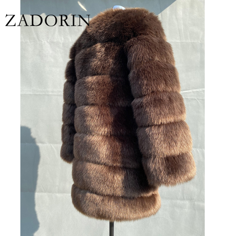 ZADORIN Winter Long Furry Faux Fur Coat Jackets Women Thick Warm Fluffy Faux Fur Jacket Causal Party Overcoat Plus Size 201214