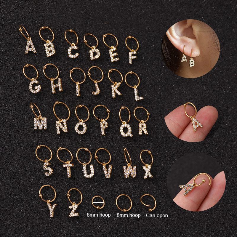 Zircon Letter Hoop Earrings Stainless Steel Hoop Circle Ring Copper Pave Crystal Initial Name Earring for Women Love Gift
Zircon Letter Hoop Earrings Stainless Steel Hoop Circle Ring Copper Pave Crystal Initial Name Earring for Women Love Gift