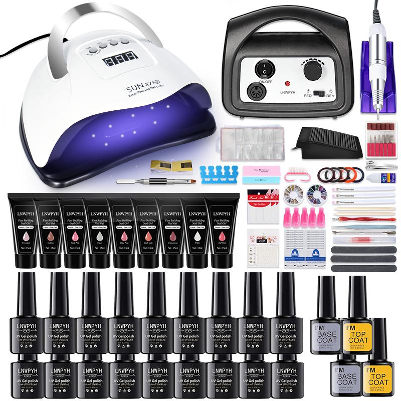 Nail Polish Set Manicure Set 114W UV Led Lamp 35000RPM Nail Drill Machine and Extensions Quick Building Gel Art Kit
Nail Polish Set Manicure Set 114W UV Led Lamp 35000RPM Nail Drill Machine and Extensions Quick Building Gel Art Kit