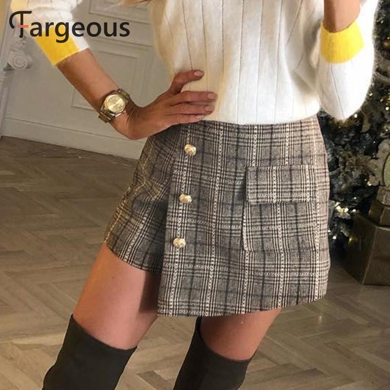 Fargeous Vintage Plaid Autumn Winter Skort Women Button Pockets Skirt Casual Office Bodycon Skirt Elegant Slip Short Mini Skirt Y200326, Gray
Fargeous Vintage Plaid Autumn Winter Skort Women Button Pockets Skirt Casual Office Bodycon Skirt Elegant Slip Short Mini Skirt Y200326, Gray