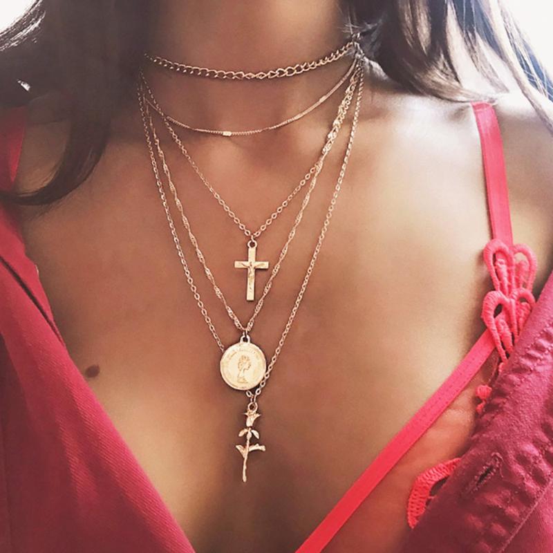 IFMIA Fashion Women Bohemian Retro Round Cross Rose Pendant Gold Clavicle Chain Personality Multi layers Necklace Birthday Gifts
IFMIA Fashion Women Bohemian Retro Round Cross Rose Pendant Gold Clavicle Chain Personality Multi layers Necklace Birthday Gifts