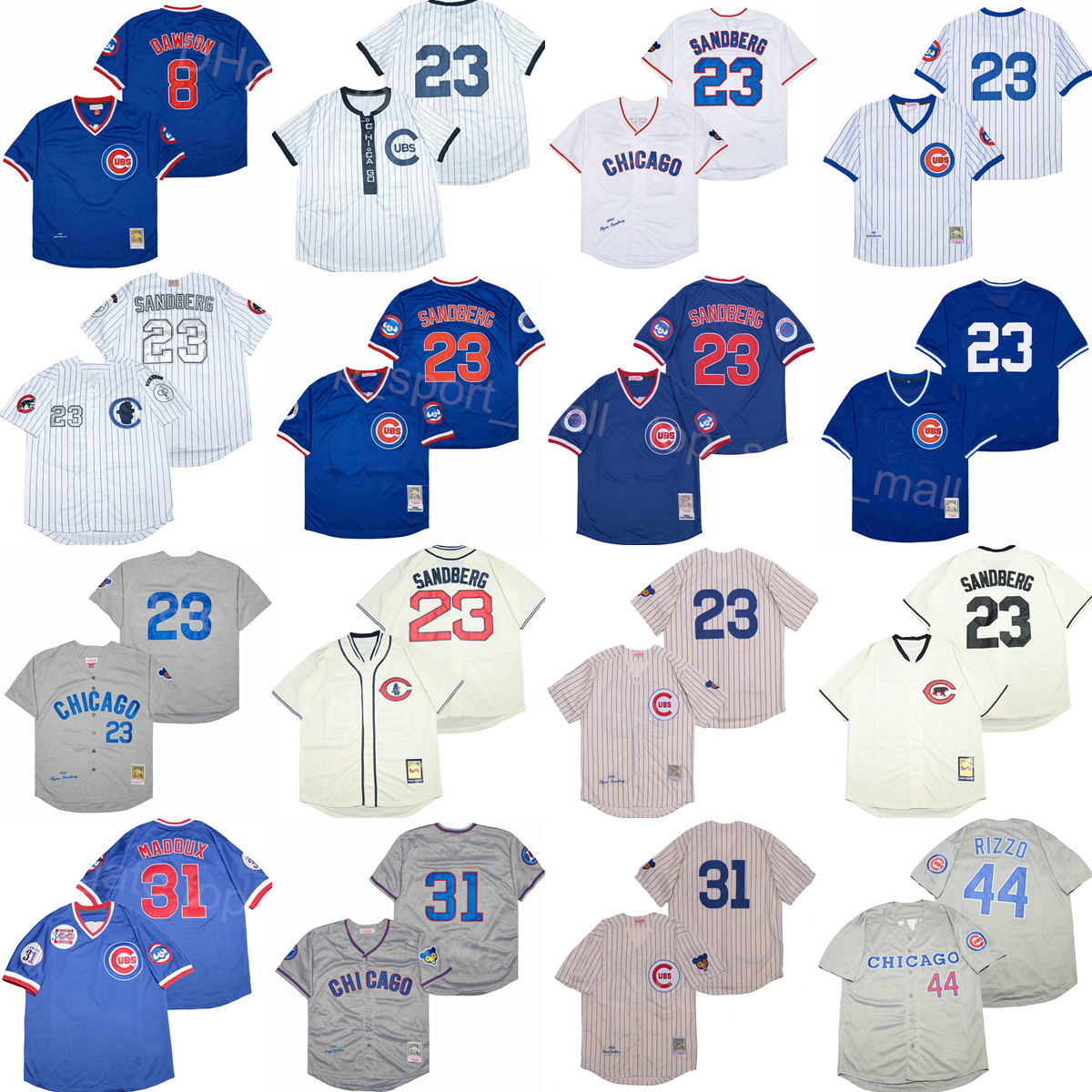 Retro 1969 1984 1987 1988 1990 Baseball 31 Ferguson Jenkins Jersey 8 Andre Dawson 44 Rizzo 23 Ryne Sandberg Cool Base Pullover 1909 1916 1929 1968 Vintage Blue White
