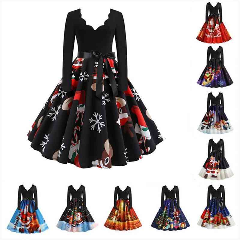 black big swing print vintage christmas dress robe women winter casual long sleeve v neck year party dress plus, Black;gray
black big swing print vintage christmas dress robe women winter casual long sleeve v neck year party dress plus, Black;gray