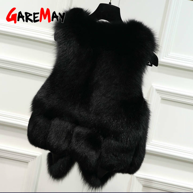 Faux Fur Coat Winter Fur Vest For Women Warm short waistcoat female casual loose Fur jacket sleeveless Women's Coat Vests 201211