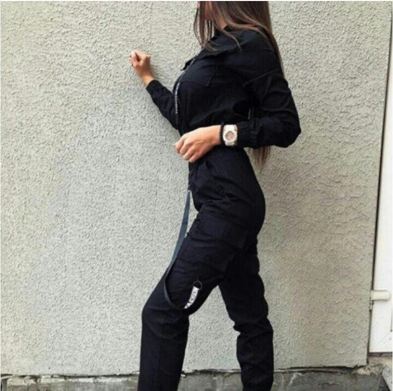 Women Casual Solid Color Two Piece Sets Autumn Long Sleeve Zipper Tops and Long Pants Suits Ladies New Overalls Set Pocket 201119