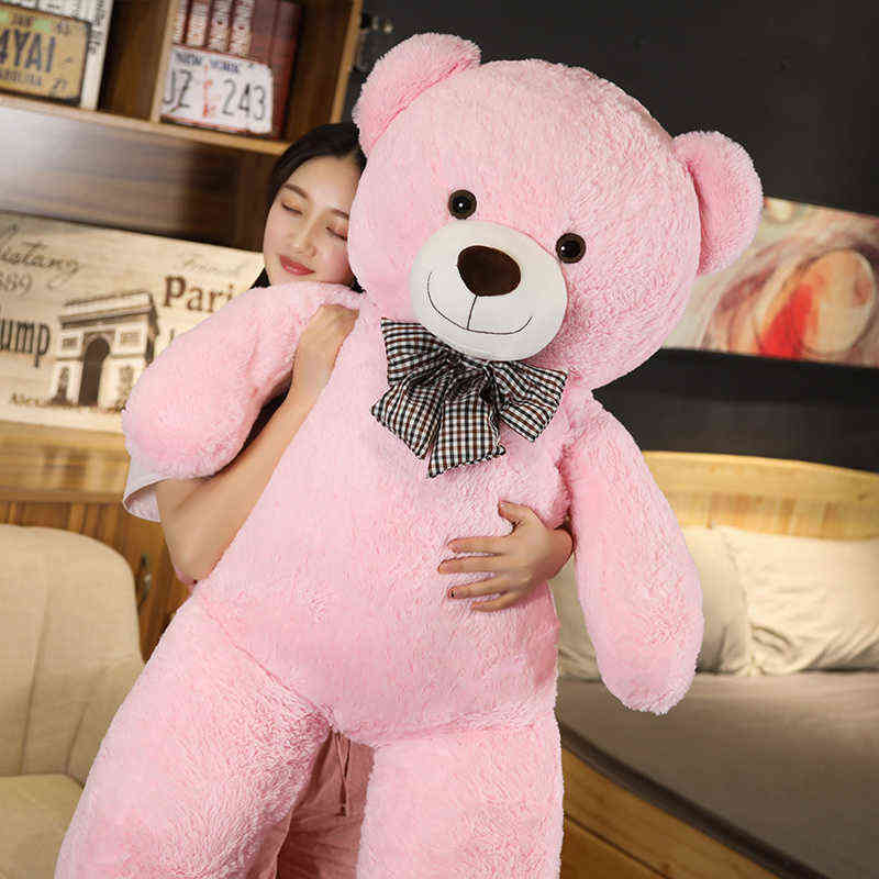 Giant 95/120/140cm Soft Teddy Bear Plush Toys Pink&Brown Bear Super Big Hugging Pillow Animal Cushion Children Birthday Gift AA220314