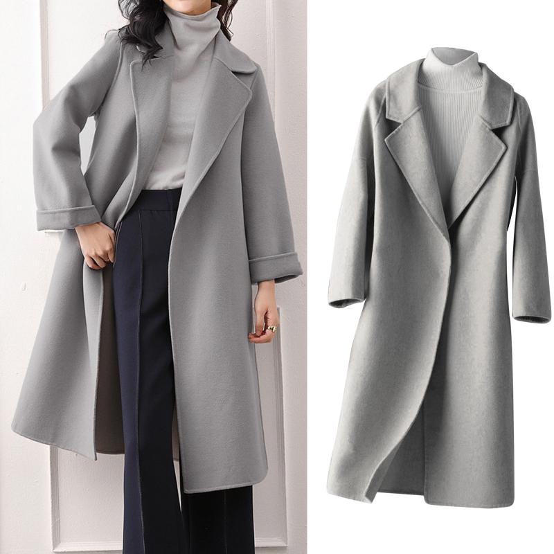 Women Coats 2020 Autumn And Winter New Large Size Women' Solid Color Lapel Loose Long Double-sided Wool Coat Female #T1G, Gray
Women Coats 2020 Autumn And Winter New Large Size Women' Solid Color Lapel Loose Long Double-sided Wool Coat Female #T1G, Gray