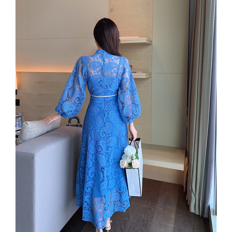 Runway Blue Lace Lanes Dressed As the Woman with Cleavage in Elegant v Sleeves Long Puff Button Luxury Ladies Dress Spring Vqde, Haji
Runway Blue Lace Lanes Dressed As the Woman with Cleavage in Elegant v Sleeves Long Puff Button Luxury Ladies Dress Spring Vqde, Haji