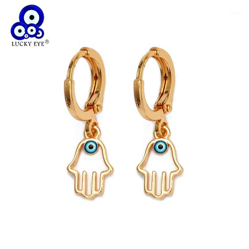 

Dangle & Chandelier Lucky Eye Hollow Hamsa Hand Drop Earrings Gold Color Turkish Blue Evil Jewelry For Women Ladies Girls EY65141