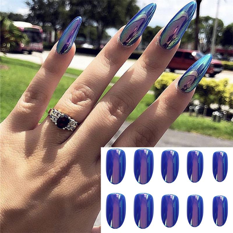 24Pcs Blue Reflective Mirror False Nails Wearable Round Head Fake Nails Full Cover Wearable Artificial Nail Extensions Tool, 06
24Pcs Blue Reflective Mirror False Nails Wearable Round Head Fake Nails Full Cover Wearable Artificial Nail Extensions Tool, 06