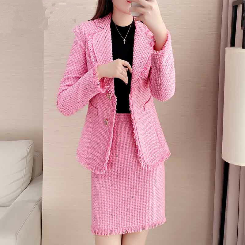Jsxdhk Office Ladies Autumn Winter Tweed 2 Piece Set Elegant Women Notched Tassel Pink Blazers Coat + Bodycon Pencil Skirts Suit, Navy blue
Jsxdhk Office Ladies Autumn Winter Tweed 2 Piece Set Elegant Women Notched Tassel Pink Blazers Coat + Bodycon Pencil Skirts Suit, Navy blue