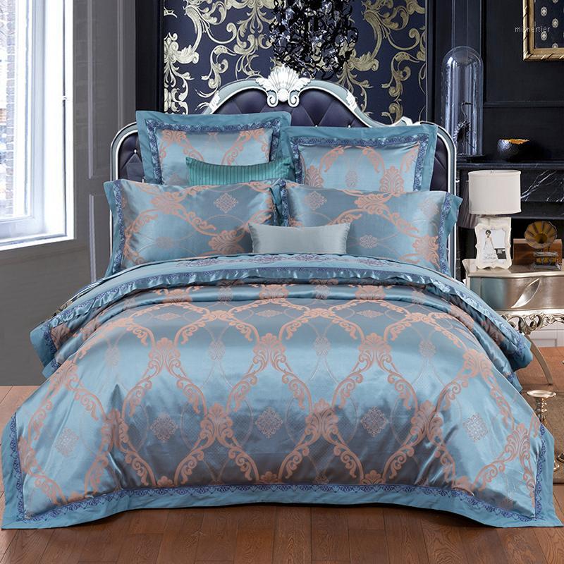 European Border Blue Duvet Cover Set Silk Cotton Blend Bed Cover Jacquard King Bedlinens Sheet Pillowcases1, 20183215
European Border Blue Duvet Cover Set Silk Cotton Blend Bed Cover Jacquard King Bedlinens Sheet Pillowcases1, 20183215
