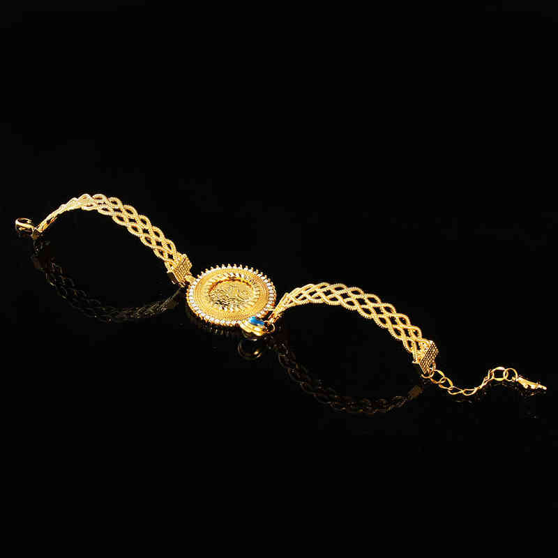 Dubai Bangles Ethiopian Islamic Muslim Bangles African Oman Jewelry Arab Middle East Twisted Turkish Coin Bracelet for Women 220117