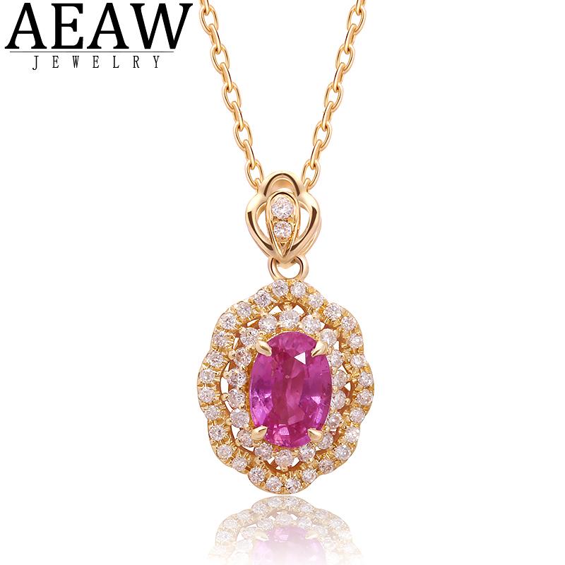 AEAW 18K Yellow Gold 0.778ct Pink Sapphire Engagement Pendant Necklace Side Diamond Pendants Accessories Women Romantic Gift
AEAW 18K Yellow Gold 0.778ct Pink Sapphire Engagement Pendant Necklace Side Diamond Pendants Accessories Women Romantic Gift