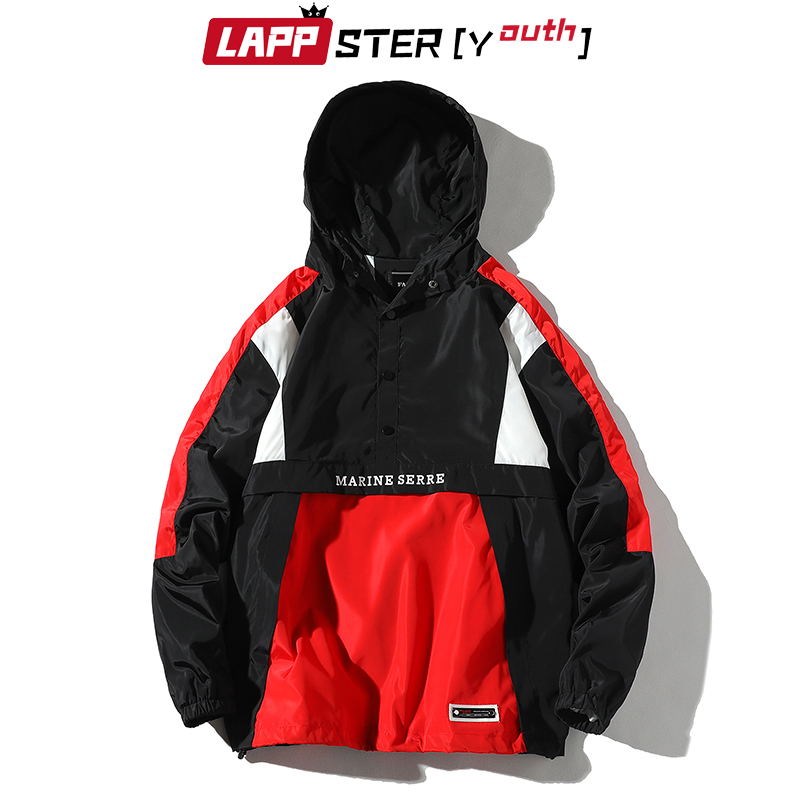 LAPPSTER-Youth Men Harajuku Patchwork Jackets Coats Japanese Streetwear Vintage Windbreaker Korean Hooded Bomber Jackets 201119