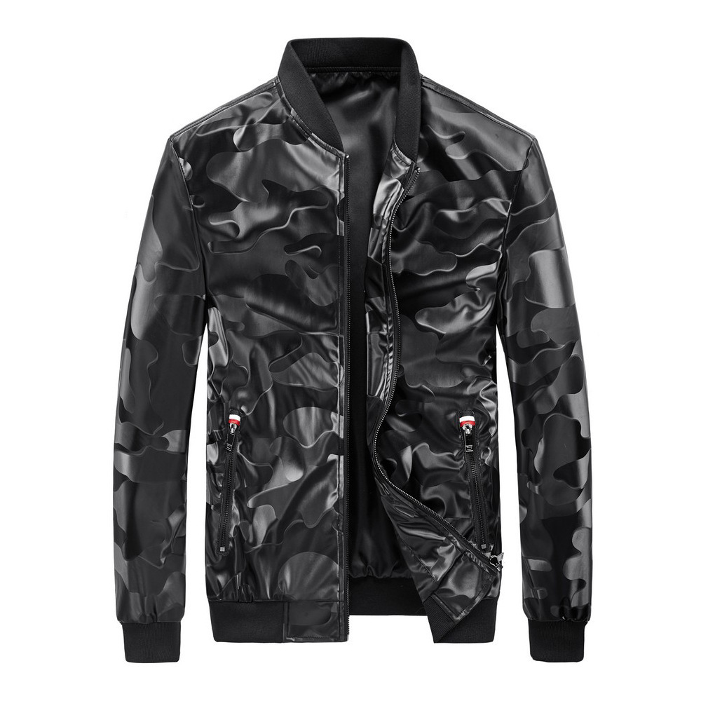 Spring and Autumn New Camouflage Men's PU Leather Slim Men's Jacket Baseball Collar Casual Jacket, Black
Spring and Autumn New Camouflage Men's PU Leather Slim Men's Jacket Baseball Collar Casual Jacket, Black