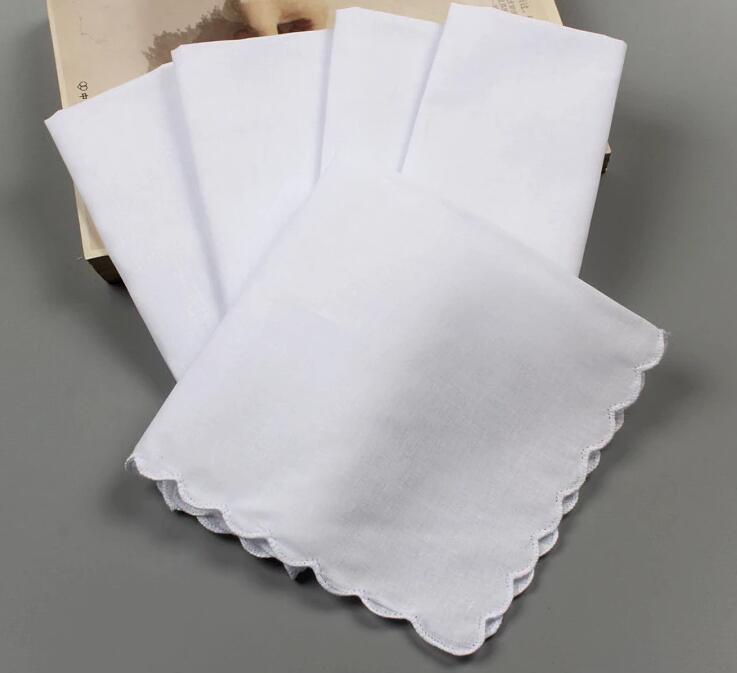 120pcon Handkerchief Towels Cutter DIY Blank scallop Handkerchief Party Decoration Cloth Napkins Craft Vintage Hanky Oman Wedding9163088