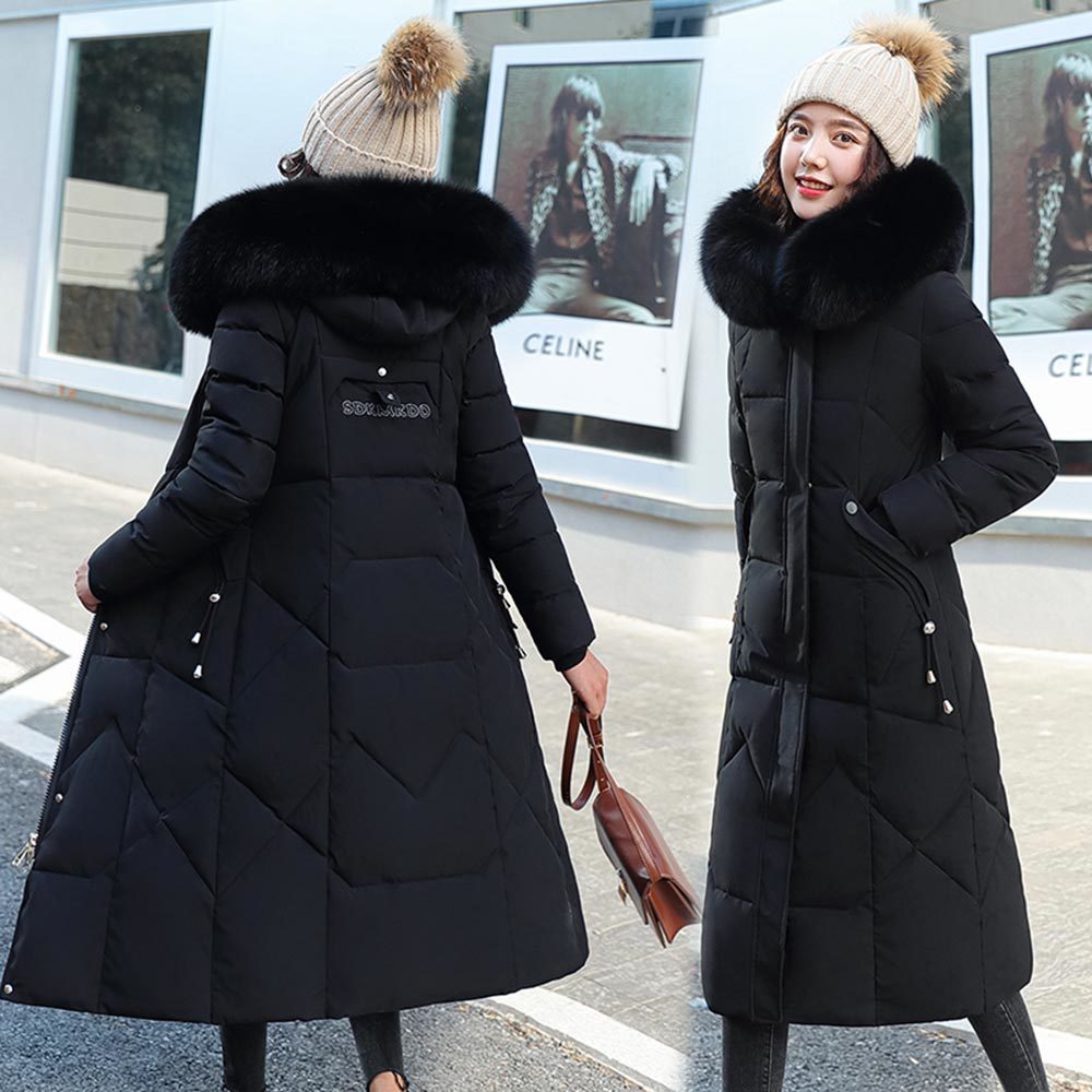 Vielleicht Winter Coat Women's Jacket Casual Long Parka Fur Hooded Winter Jacket Women Down Cotton Padded Jacket Coat 201214