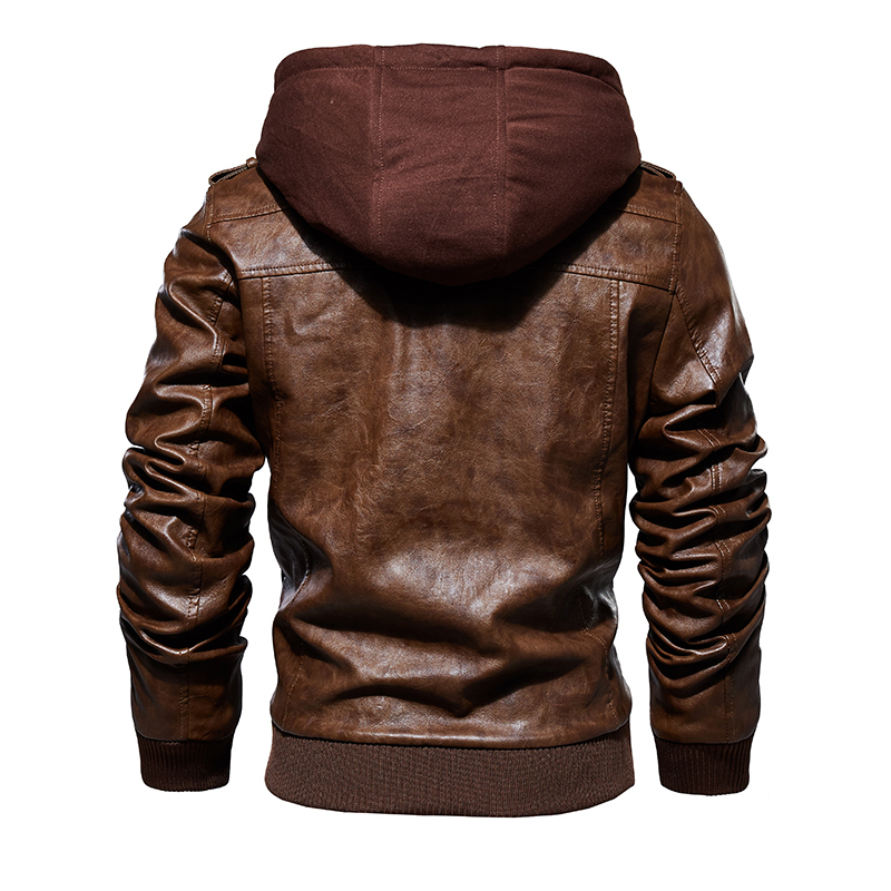Mens PU Jackets Outwear Leather Hooded Biker Coat Men Cool Motorcycle Jacket Male Winter Autumn Jaquetas De Motocicleta 4XL 201127