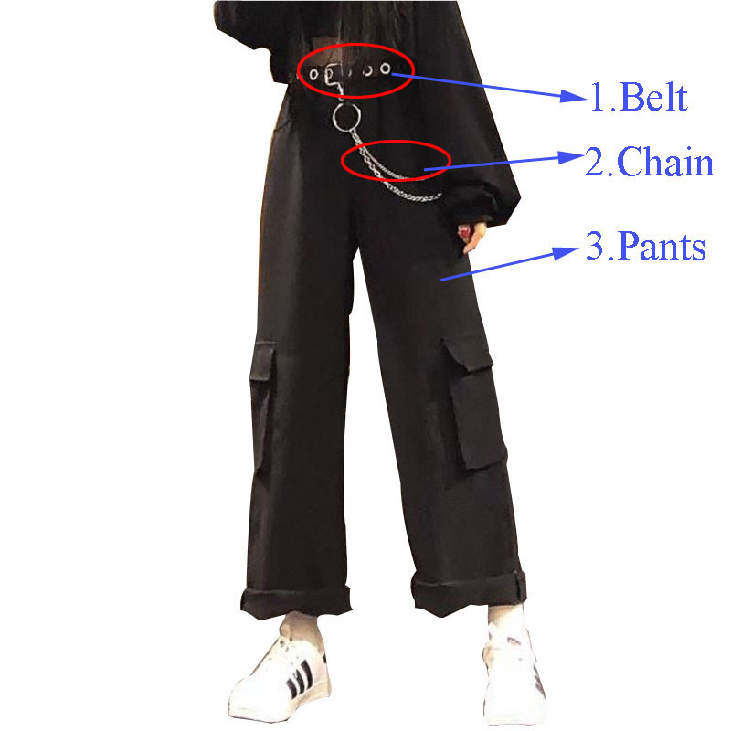 2021 New Fashion Cargo Pants (with Belt Chain) Female Elastic Waistband Loose Pocket Streetwear Pant Plus Size Trousers LBGM, Black
2021 New Fashion Cargo Pants (with Belt Chain) Female Elastic Waistband Loose Pocket Streetwear Pant Plus Size Trousers LBGM, Black