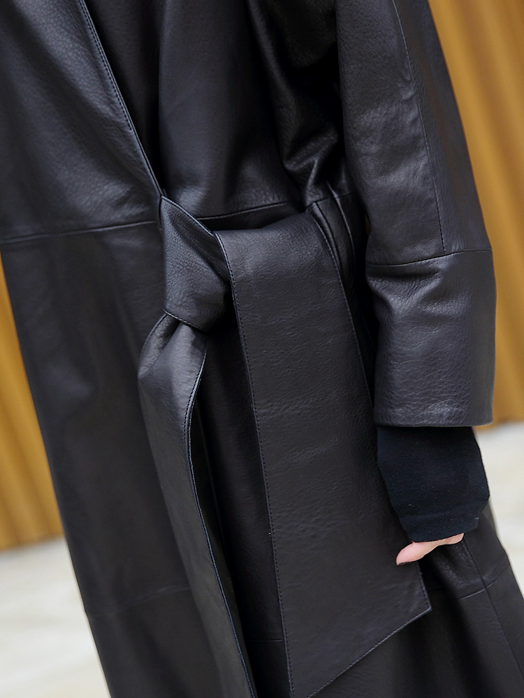 Lautaro Black oversized leather jacket women batwing sleeve Casual soft loose wrap coat Plus size faux leather streetwear women 201226