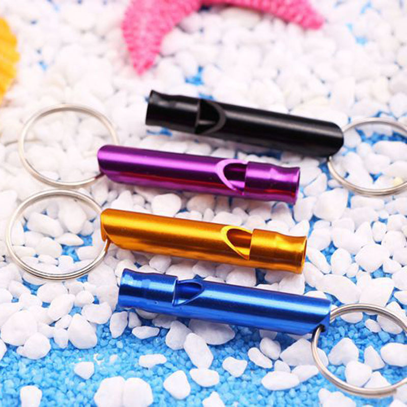 Mini Aluminum Whistle Keychain Dogs Training Keychain Whistle Outdoor Hiking Portable Survival Small Whistle Key Ring Customized