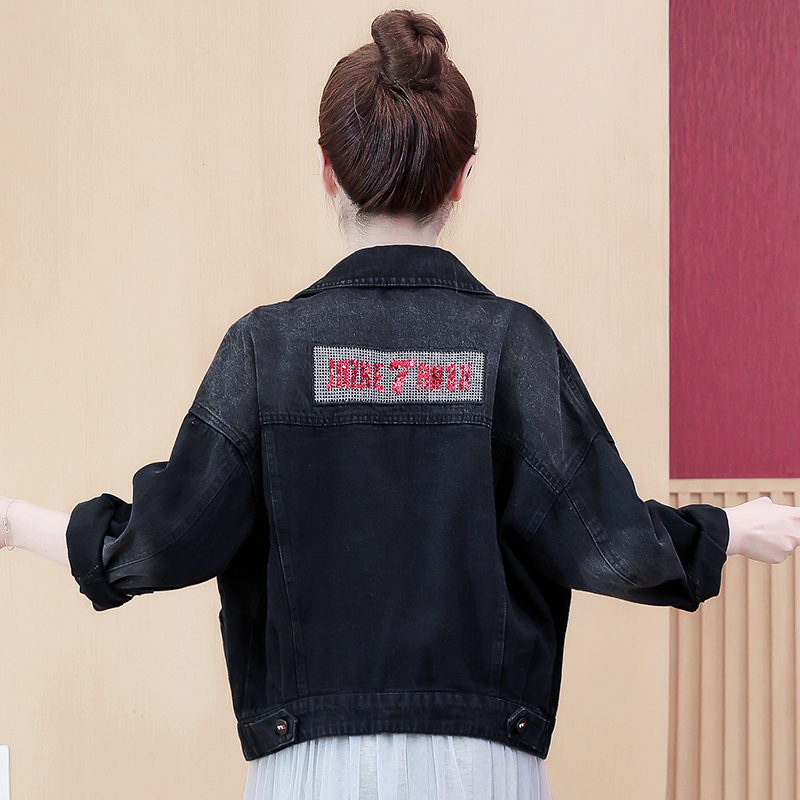 New Autumn Turn-down Collar Basic Jean Women Jacket Loose Casual Ladies Coats Female Black Outwear Denim Jackets Clothing 201029