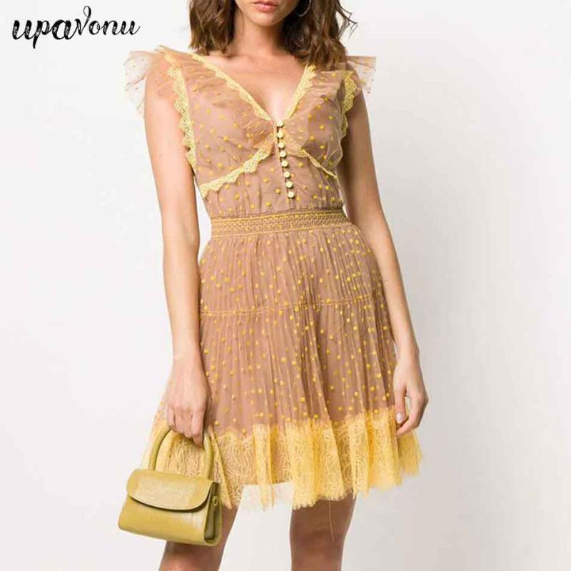 2020 New Arrive Yellow Short Dress Women' Sleeveless V-Neck Ruffles Slim Graceful Polka Dot Mesh Dress Beach Holiday Dresses, Brown
2020 New Arrive Yellow Short Dress Women' Sleeveless V-Neck Ruffles Slim Graceful Polka Dot Mesh Dress Beach Holiday Dresses, Brown