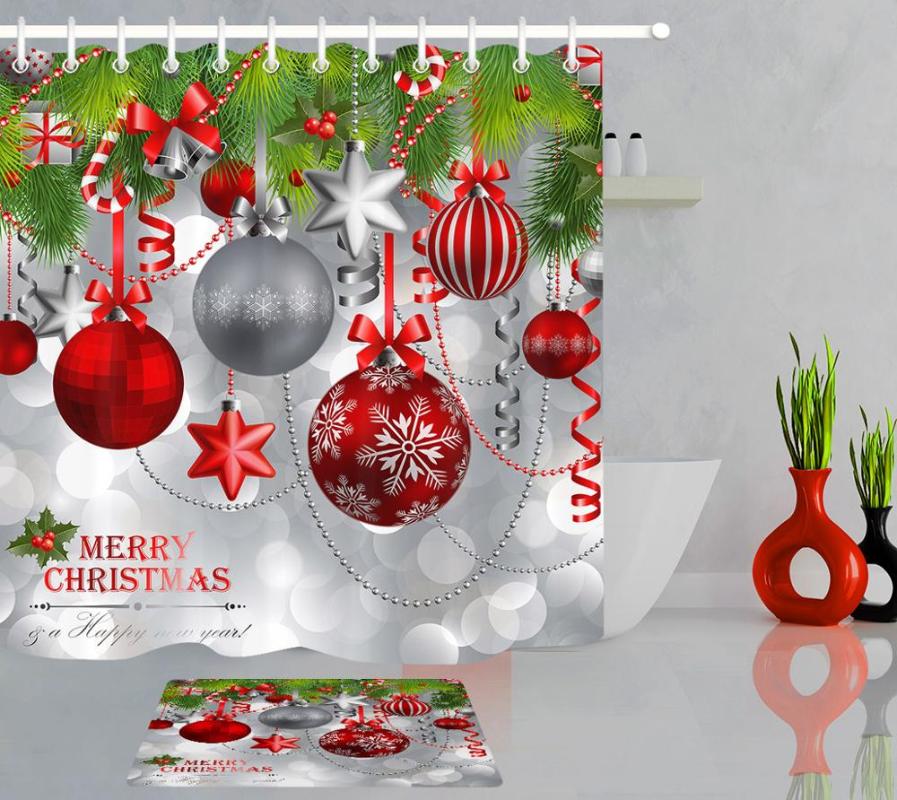 Merry Christmas Xmas Decor Balls with Green Fir Leaf Polyester Waterproof Shower Curtain 12 Hook Bathroom Bathtub Accessory Sets
Merry Christmas Xmas Decor Balls with Green Fir Leaf Polyester Waterproof Shower Curtain 12 Hook Bathroom Bathtub Accessory Sets