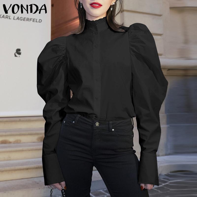 Women's Blouses & Shirts Elegant Office Casual Long Sleeve Tops 2021 VONDA Women Puff Sexy Party Work Blouse Femininas Plus Size1