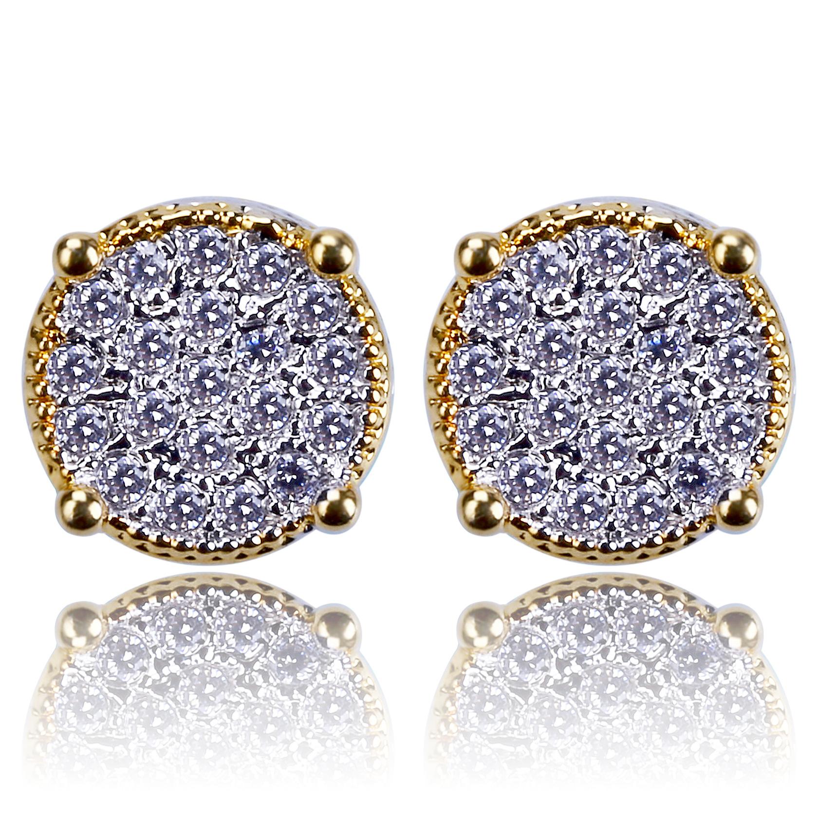 Jewelry Fashion Women Mens Earrings Hip Hop Dia Stud Earings Iced Out Bling CZ Rock Punk Round Wedding Gift Free shipping