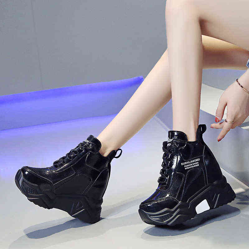Rimocy metal silver chunky platform sneakers women winter warm super high heels casual shoes woman height increasing boots mujer 220120