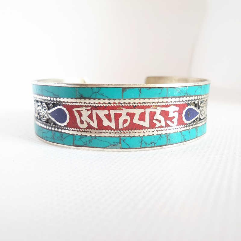 Tibetan Six Words Mantras Amulet Bangles Copper Inlay Colorful Stone Open Cuff Multi Colors BB-1351
Tibetan Six Words Mantras Amulet Bangles Copper Inlay Colorful Stone Open Cuff Multi Colors BB-1351