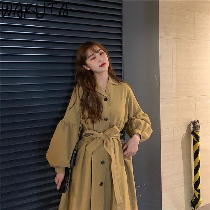 WAKUTA Slim Elegant Long Coat with Belt Female Long Lantern Sleeve Single Breasted Windbreaker Trench Coat Slim Spring Jacket, Photo
WAKUTA Slim Elegant Long Coat with Belt Female Long Lantern Sleeve Single Breasted Windbreaker Trench Coat Slim Spring Jacket, Photo