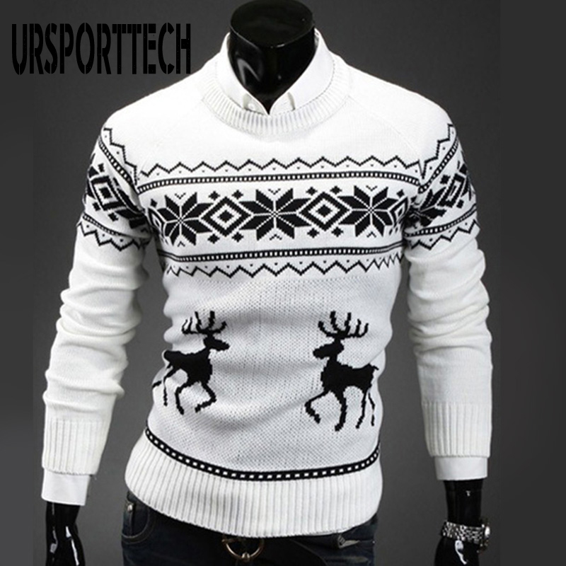 Autumn Thin Men Pullovers Deer Print Oversized Knitted Sweaters Unisex Man Woman Funny Ugly Christmas Sweater 201211