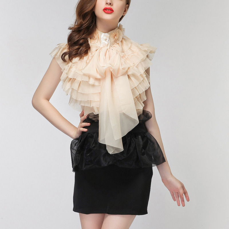 Elegant female chiffon ladies'tops with no sleeves bowknot perspective ruffled shirts for sexy women fashion new 2020-Autumn, Black
Elegant female chiffon ladies'tops with no sleeves bowknot perspective ruffled shirts for sexy women fashion new 2020-Autumn, Black