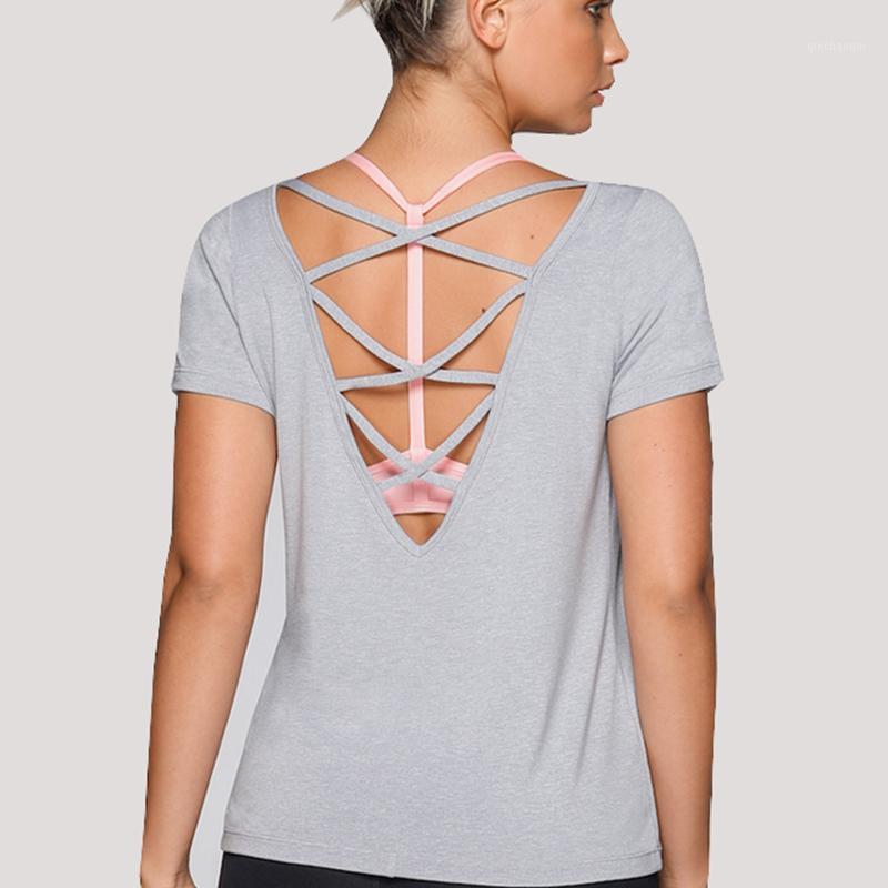 Women' Short Sleeve Athletic Sport T Shirts Sexy back Strappy Gym shirt Women black Yoga Top workout Running shirt tops1
Women' Short Sleeve Athletic Sport T Shirts Sexy back Strappy Gym shirt Women black Yoga Top workout Running shirt tops1