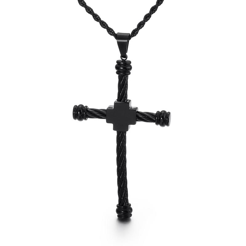 Stainless Wire Rope Cross Pendant Necklace For Men Women Fashion Jewelry