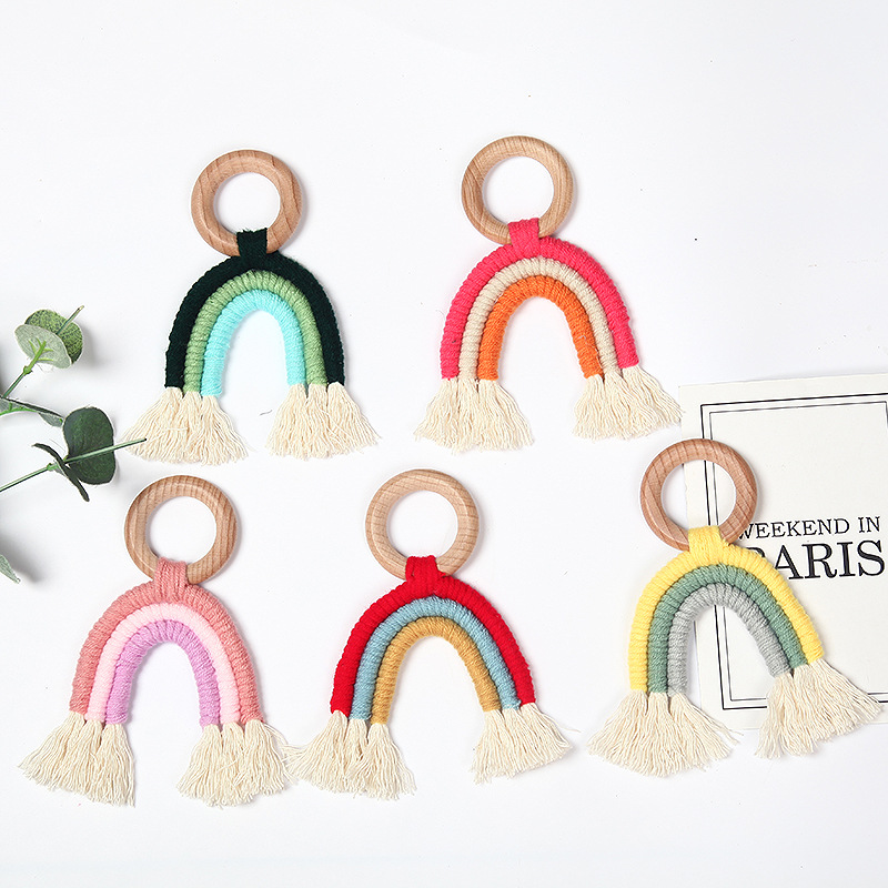 Wholesale Food Grade Baby Teething Wooden Ring Rainbow Tassel Macrame Cotton Nursing Teether Molar Sensory Toy Kids Bpa 932 V2
Wholesale Food Grade Baby Teething Wooden Ring Rainbow Tassel Macrame Cotton Nursing Teether Molar Sensory Toy Kids Bpa 932 V2
