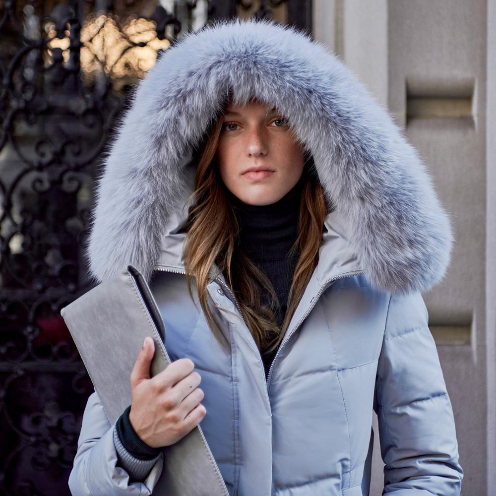 BOSIDENG women's down jacket fox fur collar mid-length temperament new hooded winter thick coat 201019