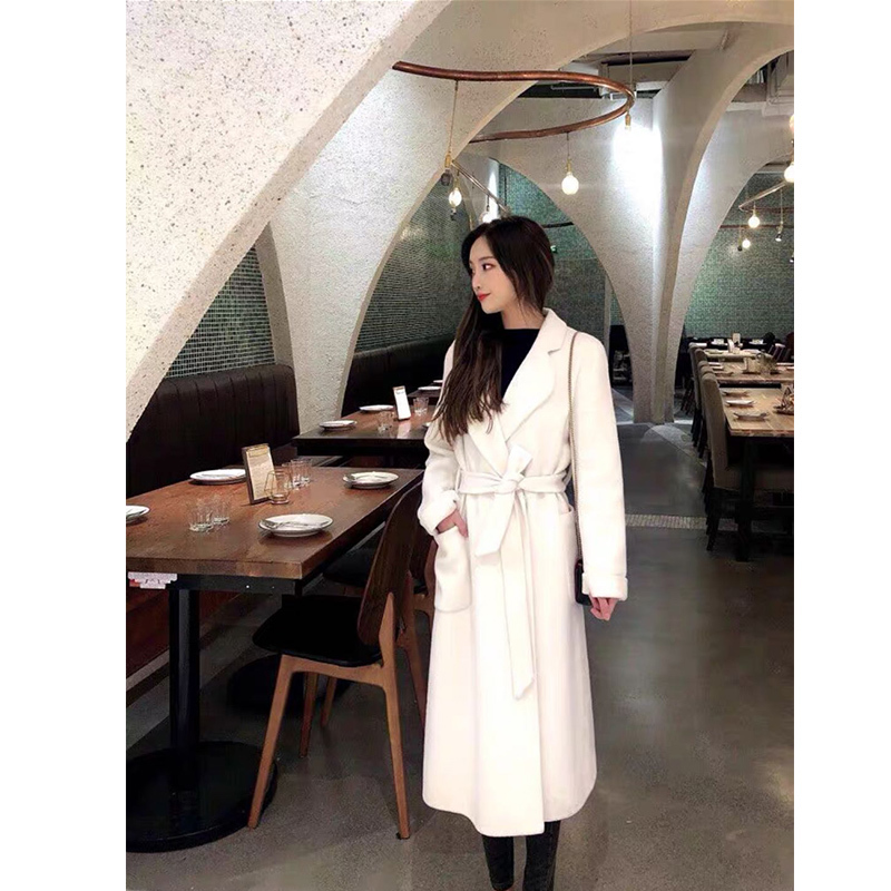 Double-Sided 100% woolen cashmere coat women long black autumn and winter new Korean versionwomen woolen coat 201216