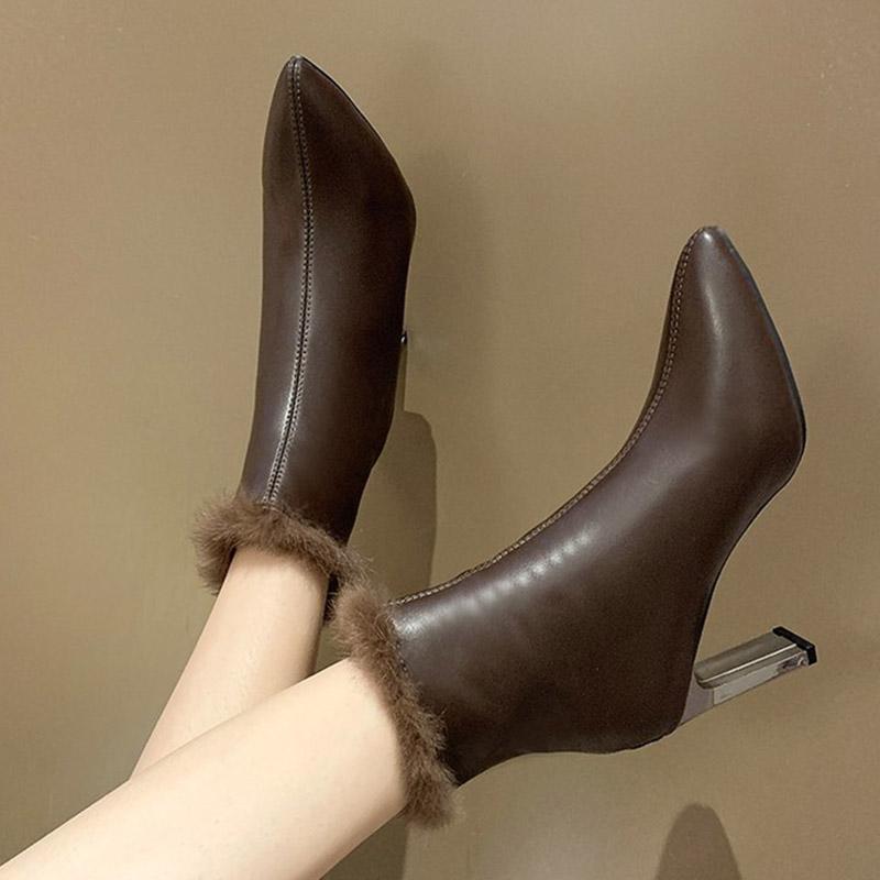 2020 Winter New Style Fur High Heel Ankle Boots Pointed Toe Dress Shoes Women Warm Snow Shoes Fashoin Booties botas mujer 8607G, Brown
2020 Winter New Style Fur High Heel Ankle Boots Pointed Toe Dress Shoes Women Warm Snow Shoes Fashoin Booties botas mujer 8607G, Brown