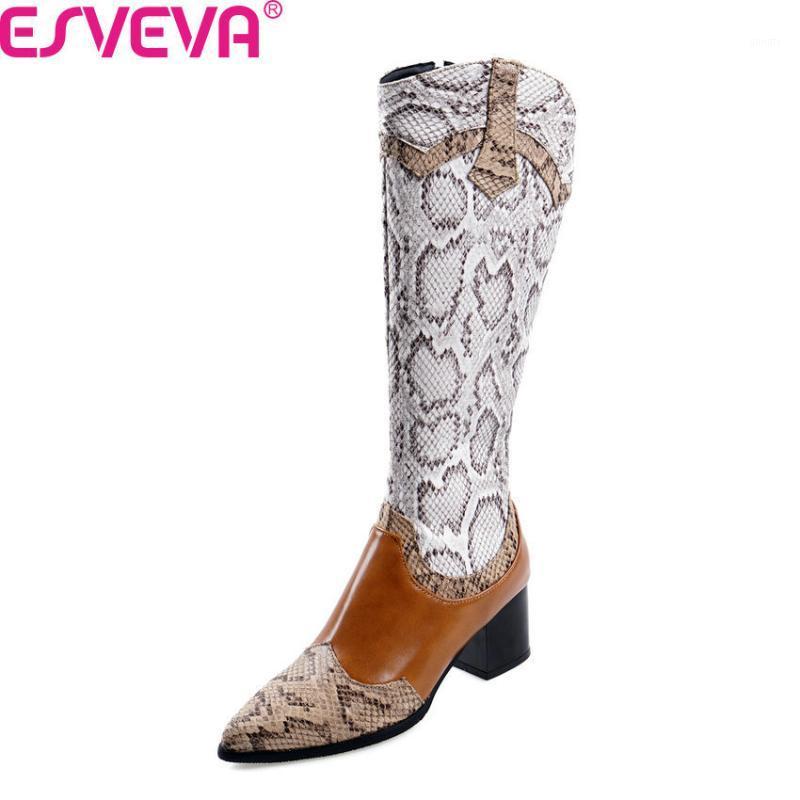 ESVEVA 2020 New Autumn Winter Fashion Square Heel Zipper Women Shoes PU Leather Snakeskin Pointed Toe Knee High Boots Size 34-431, Black
ESVEVA 2020 New Autumn Winter Fashion Square Heel Zipper Women Shoes PU Leather Snakeskin Pointed Toe Knee High Boots Size 34-431, Black