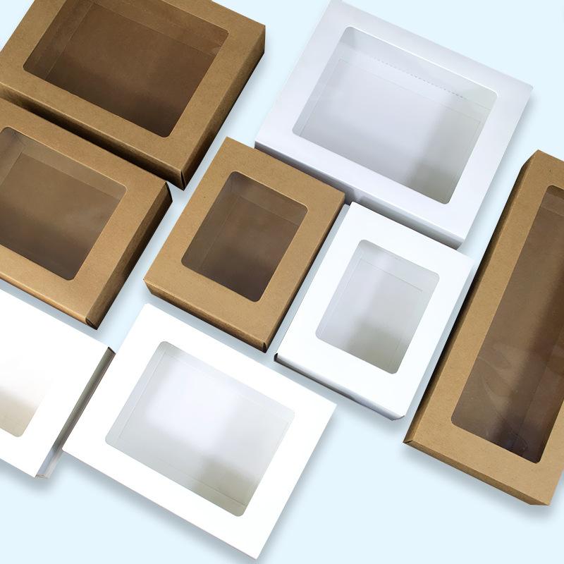 100pcs kraft paper gift packaging box With Window White packing gift box paper drawer wedding favor delicate drawer boxes
100pcs kraft paper gift packaging box With Window White packing gift box paper drawer wedding favor delicate drawer boxes