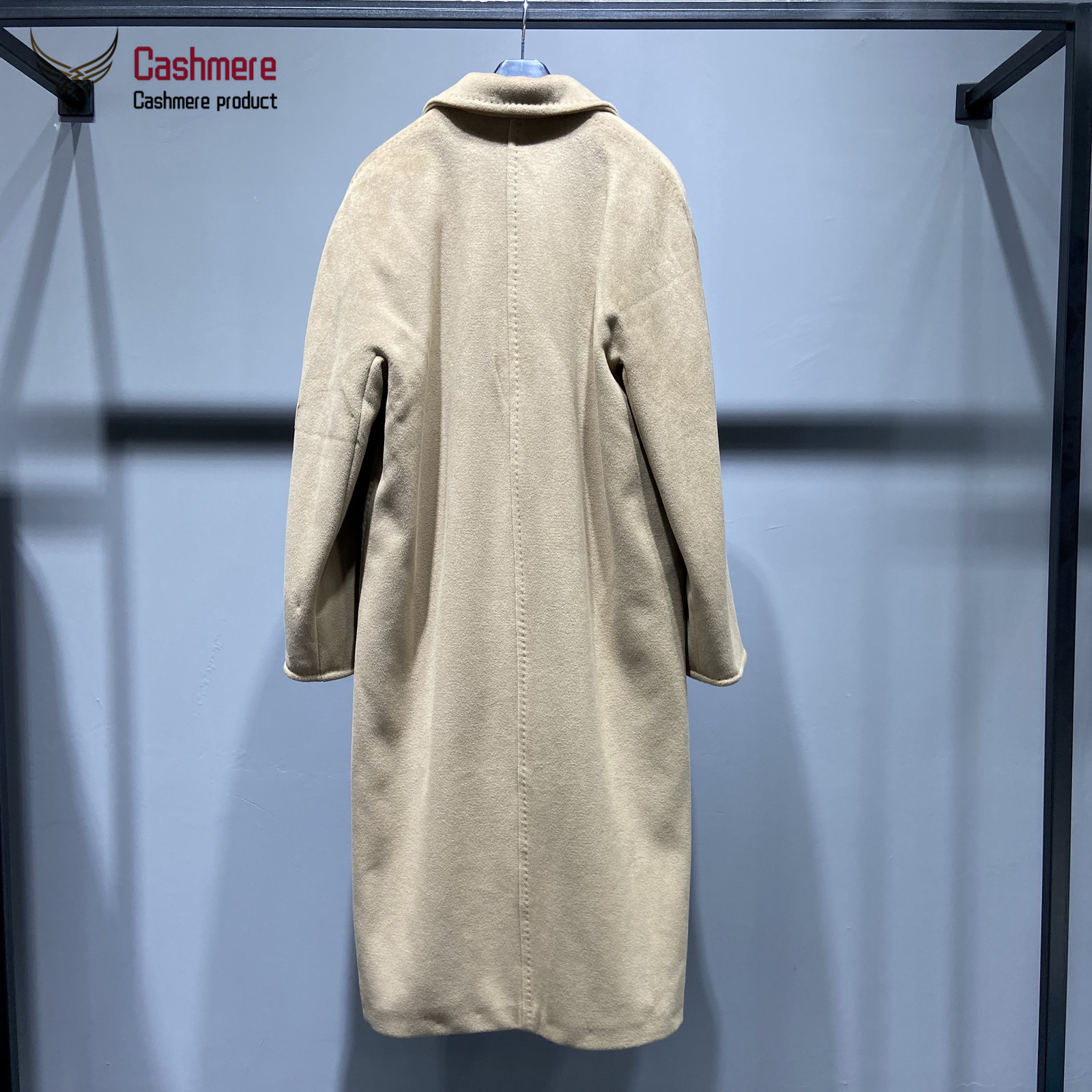 Women winter cashmere long wool high-end classic double-breasted black red coat female 101801 201216