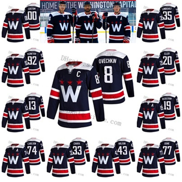 Custom 8 Alex Ovechkin Washington Capitals 2021 Third Blue Jerseys T.J. Oshie Tom Wilson Backstrom Lundqvist Vrana Kovalchuk Zdeno Chara, As picture
Custom 8 Alex Ovechkin Washington Capitals 2021 Third Blue Jerseys T.J. Oshie Tom Wilson Backstrom Lundqvist Vrana Kovalchuk Zdeno Chara, As picture