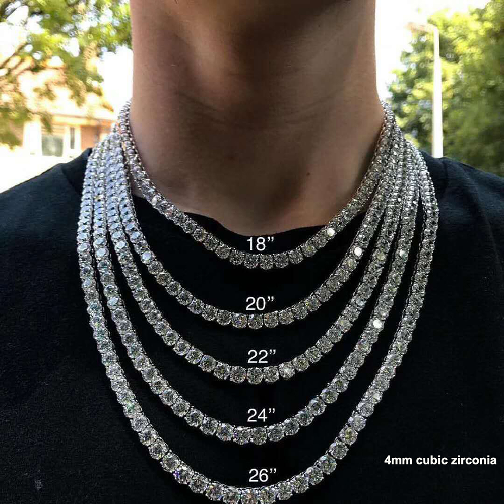 Brass 1624 inch Tennis Necklace Unisex choker Chain Jewelry Pave setting 36mm cubic zirconia stones