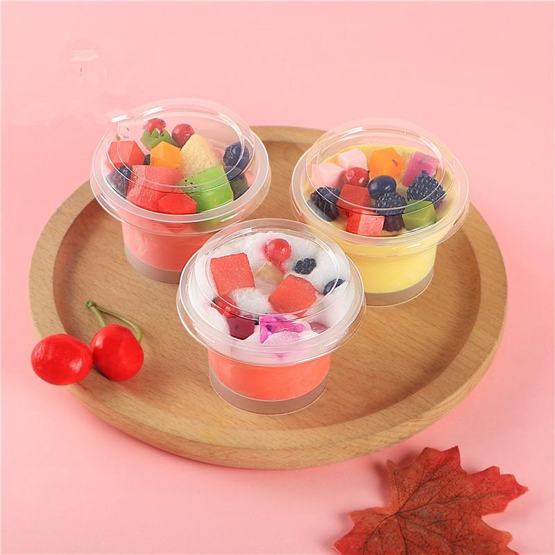 

50pcs 75ml disposable pudding cup with lid cooking plastic milk jelly cup small gelatin mousse cake transparent yogurt