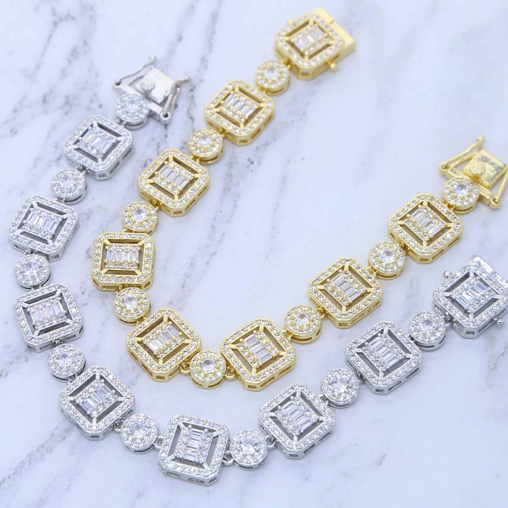 Iced Out Bling CZ Cluster Tennis Chain Bracelet For Women Men Boy Fashion Sparking 5A Cubic Zirconia Wedding Party Gift Jewelry